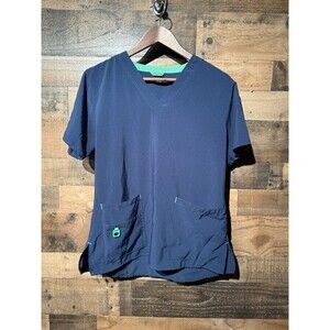 Carhartt Women's Medium Navy Blue V Neck Force Cross Flex Scrub Top M Ships FAST